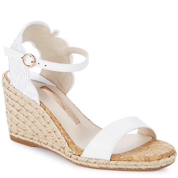 Sophia Webster Shoes - NEW Sophia Webster Floral Embroidered Woven Metallic Jute Wedge Heel Ankle Strap